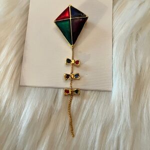 Multicolor Kite-Shaped Brooch